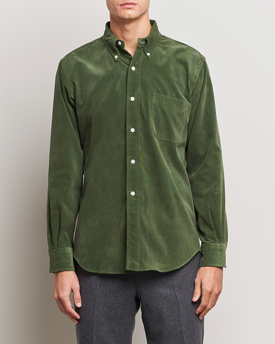 Uomini | Camicie | Kamakura Shirts | Vintage Ivy Japanese Corduroy Shirt Green