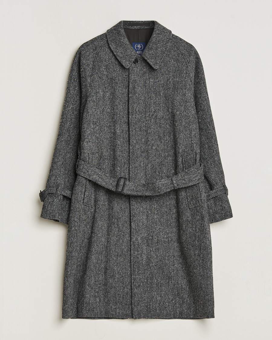 Uomini | Giacche | Beams F | Harris Tweed Raglan Coat Dark Grey