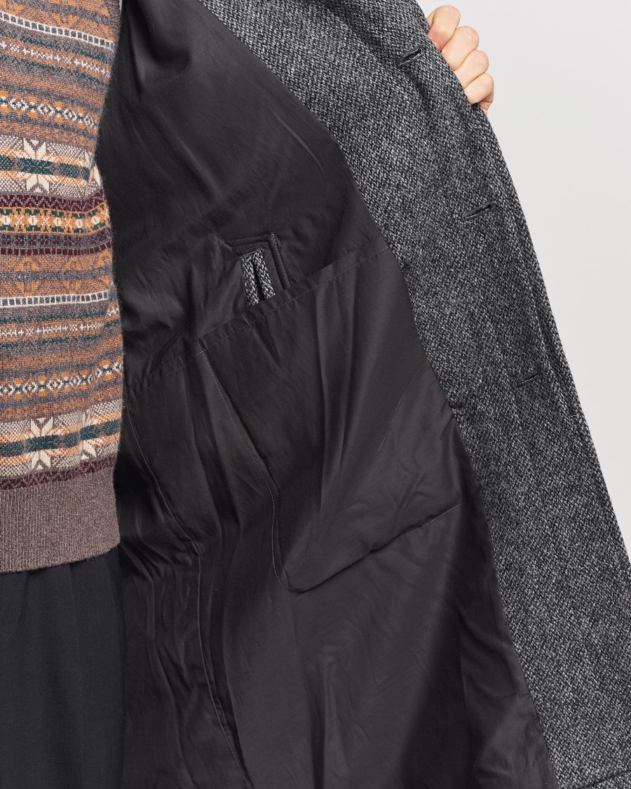 Uomini | Giacche | Beams F | Harris Tweed Raglan Coat Dark Grey