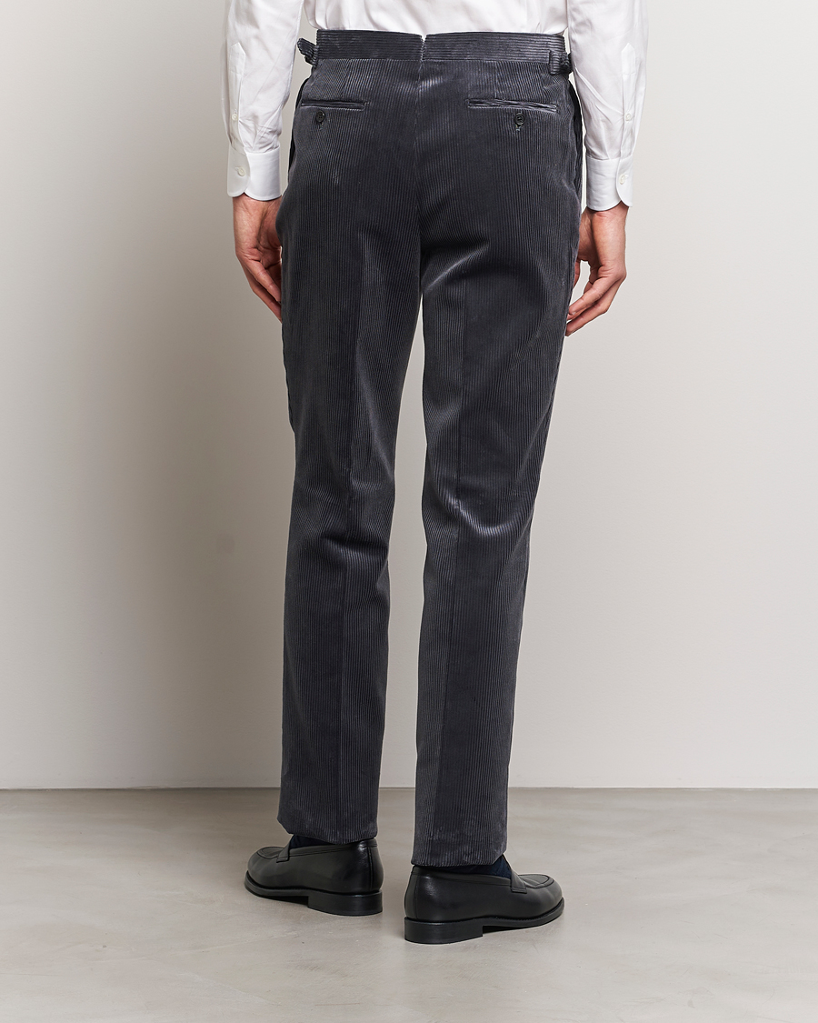 Uomini | Pantaloni | Beams F | Corduroy Side Adjuster Trousers Charcoal