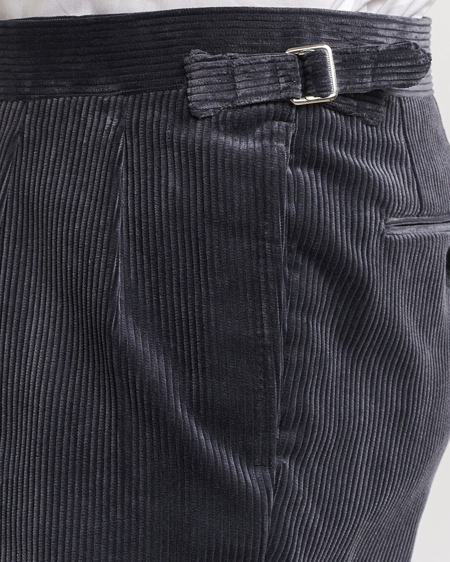 Uomini | Pantaloni | Beams F | Corduroy Side Adjuster Trousers Charcoal