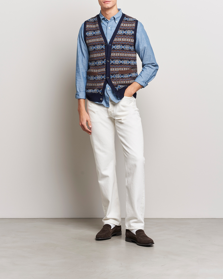 Uomini | Maglieria | BEAMS PLUS | Fairisle Knit Vest Brown