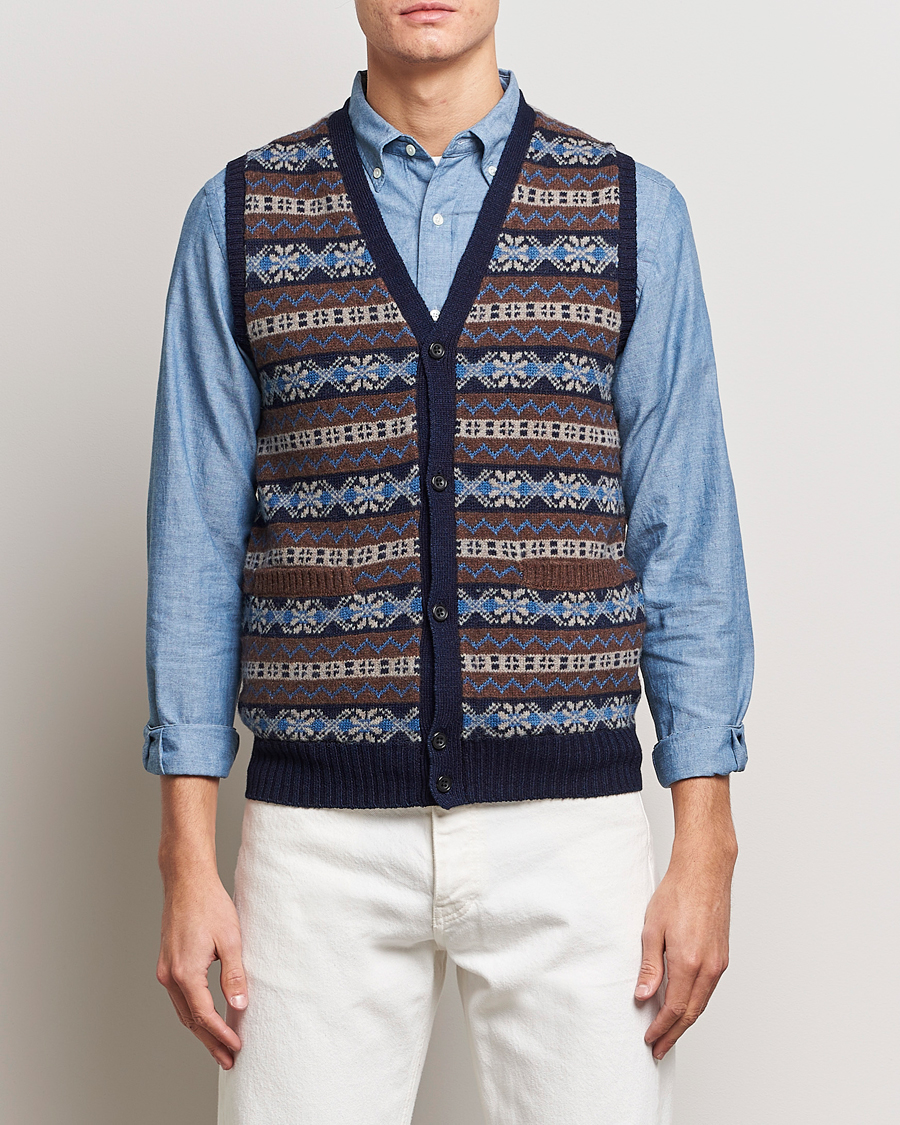 Uomini | Maglieria | BEAMS PLUS | Fairisle Knit Vest Brown