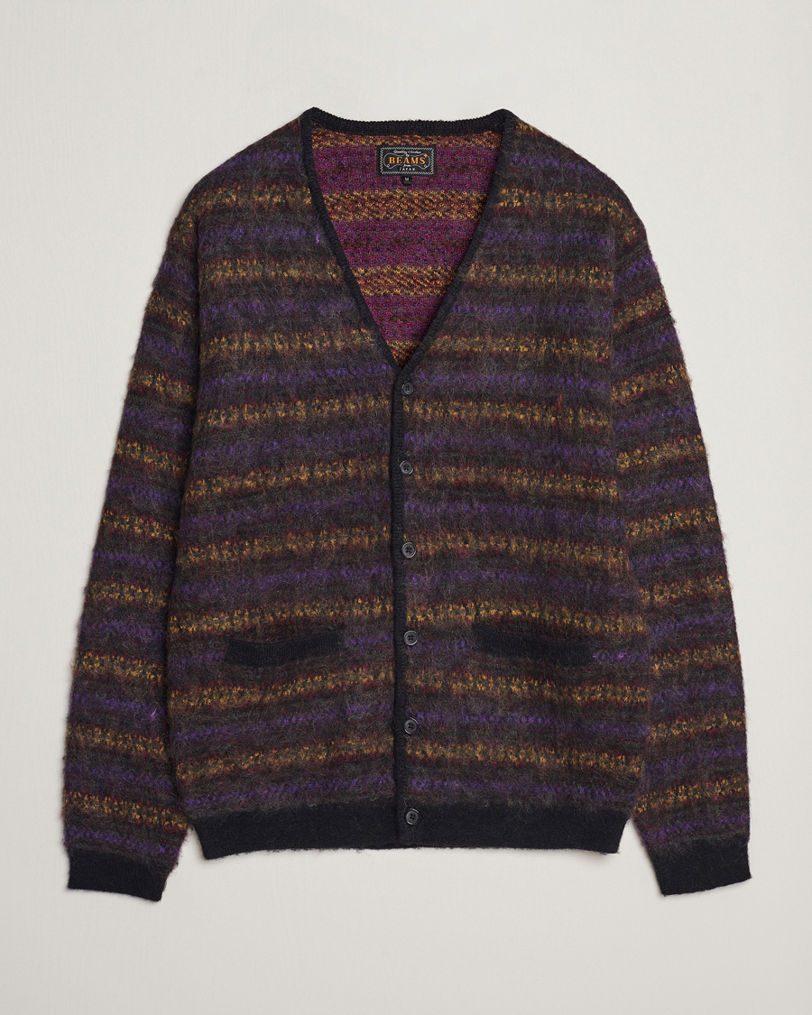 Uomini | Maglieria | BEAMS PLUS | Fairisle Jacquard Cardigan Grey
