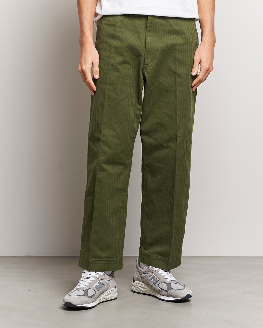 Uomini | Pantaloni | BEAMS PLUS | MIL Herringbone Trousers Olive