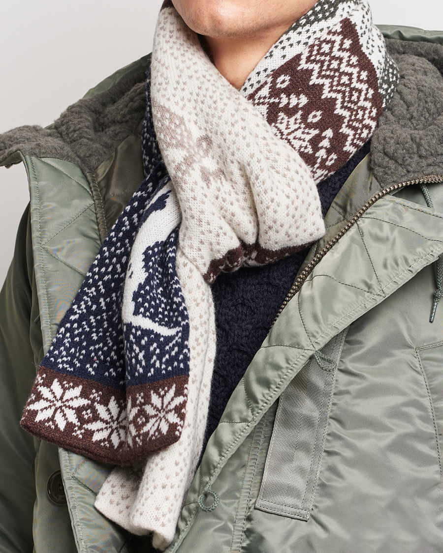 Uomini | BEAMS PLUS Nordic Jacquard Muffler Scarf Natural | BEAMS PLUS | Nordic Jacquard Muffler Scarf Natural