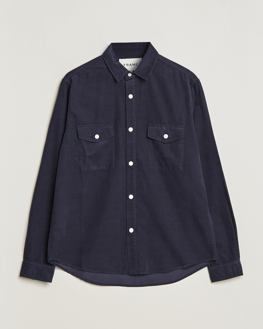 Uomini | Camicie | FRAME | Douple Pocket Micro Cord Shirt Midnight Blue