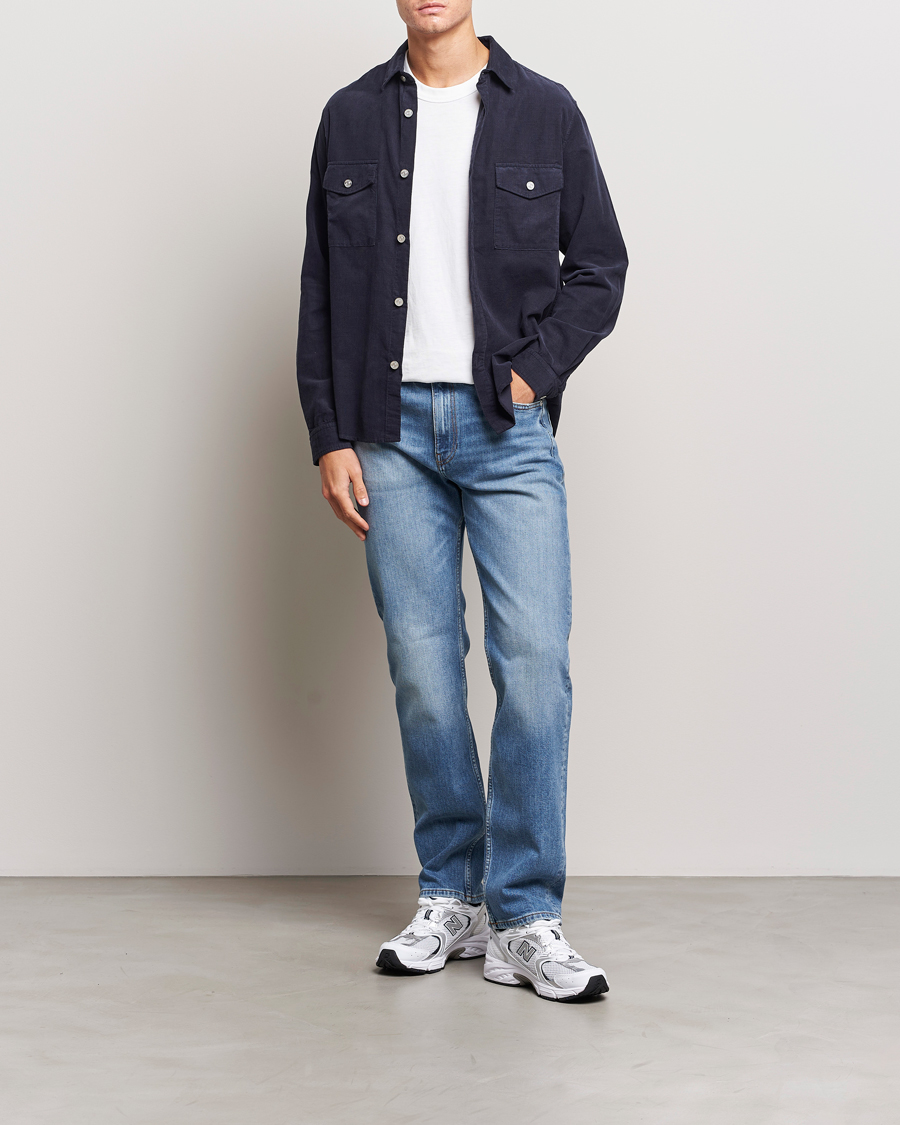 Uomini | Camicie | FRAME | Douple Pocket Micro Cord Shirt Midnight Blue