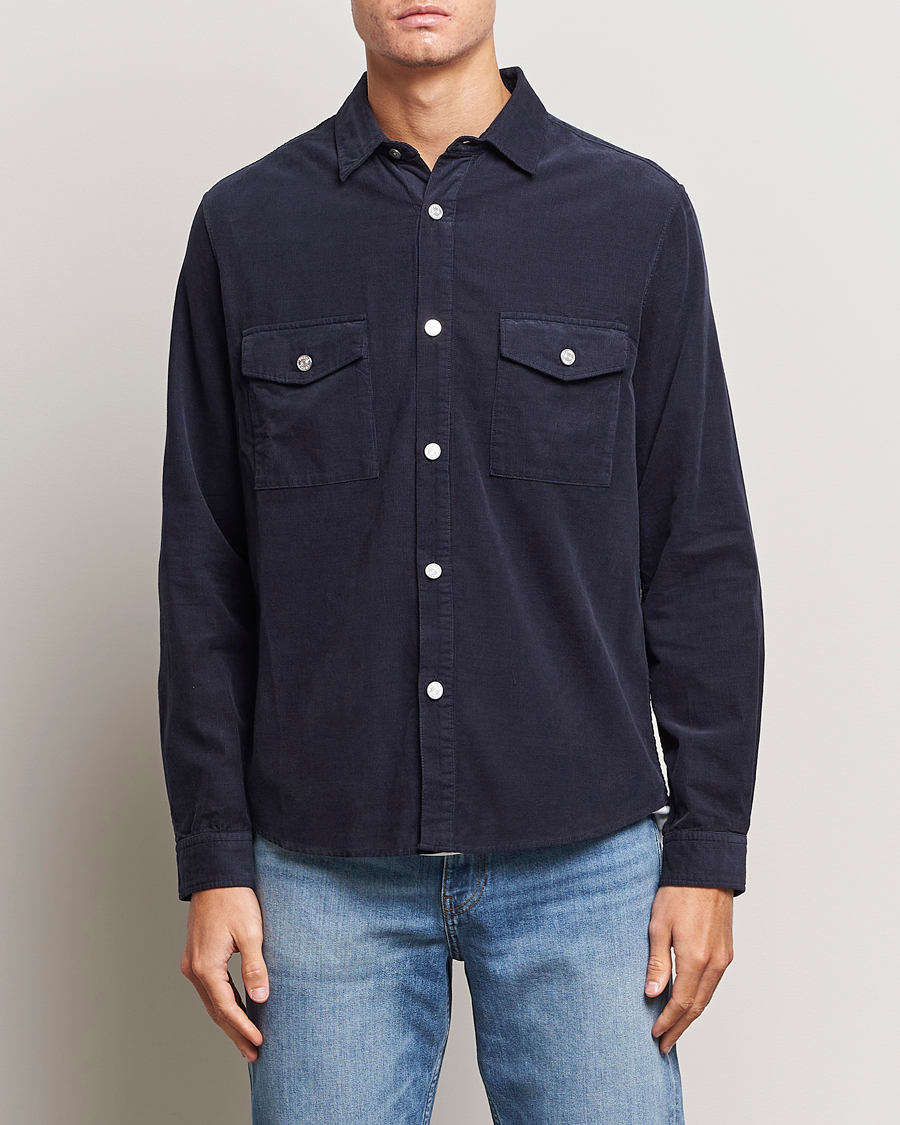 Uomini | Camicie | FRAME | Douple Pocket Micro Cord Shirt Midnight Blue