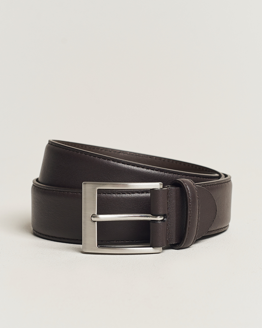 Uomini | Cinture | Canali | Classic Leather Belt Dark Brown Calf