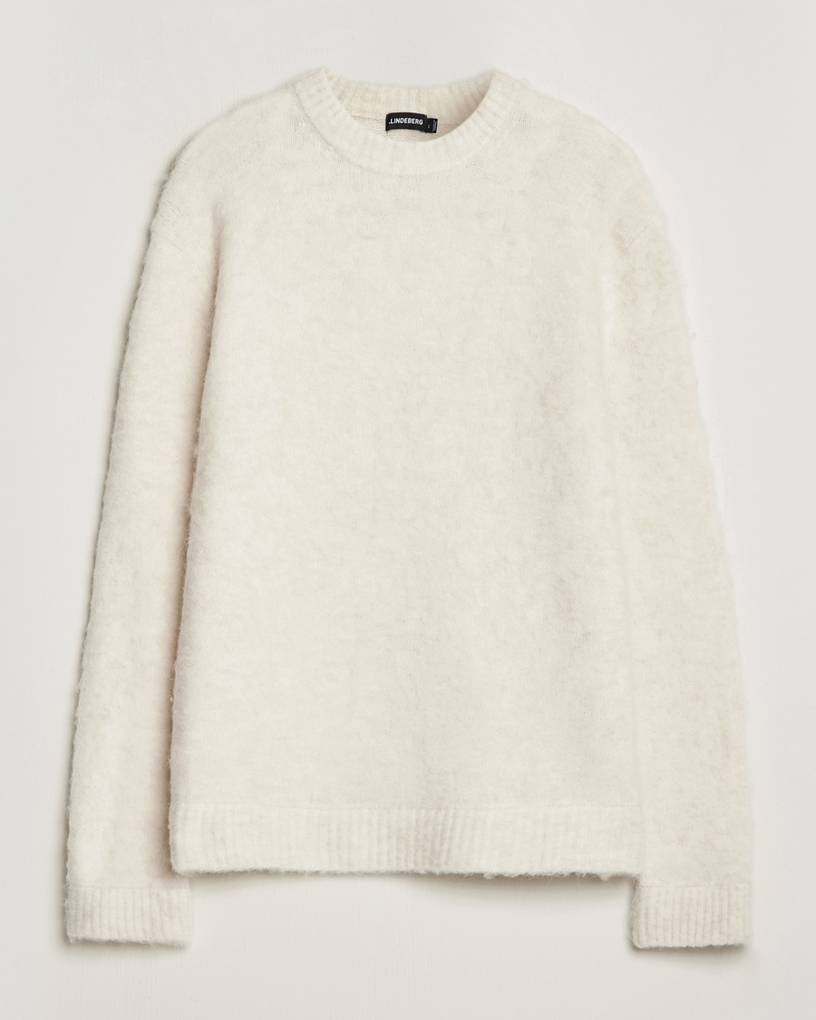 Uomini | Maglieria | J.Lindeberg | Harold Hairy Knit Crew Cloud White