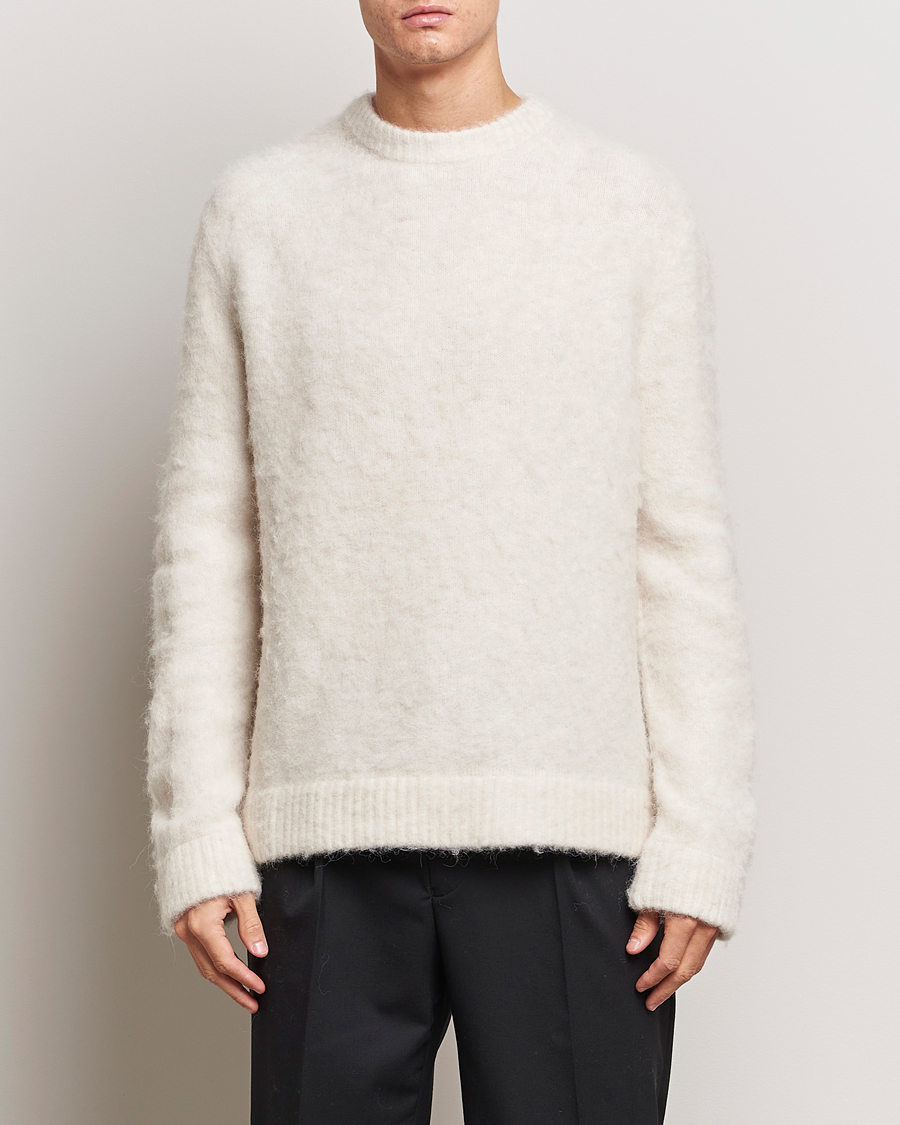Uomini | Maglieria | J.Lindeberg | Harold Hairy Knit Crew Cloud White