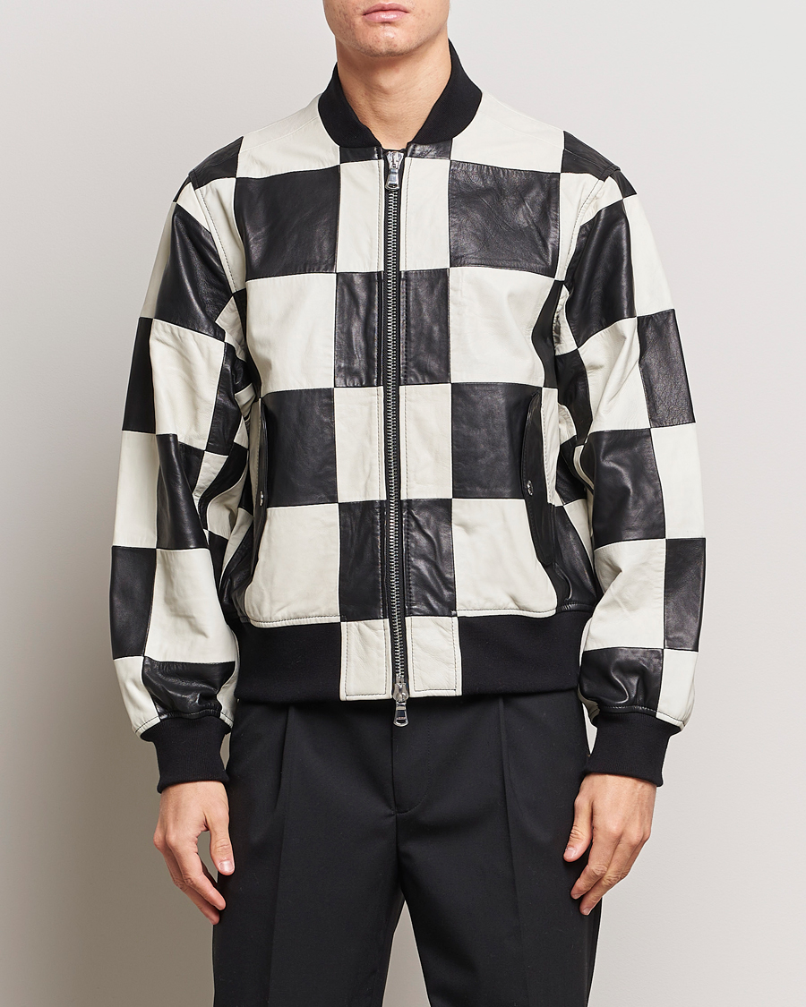 Uomini | Giacche | J.Lindeberg | Milan Patchwork Leather Jacket Black