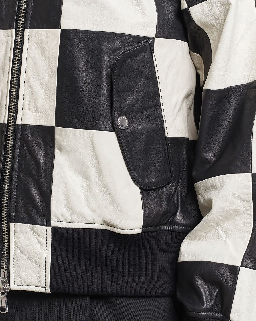 Uomini | Giacche | J.Lindeberg | Milan Patchwork Leather Jacket Black