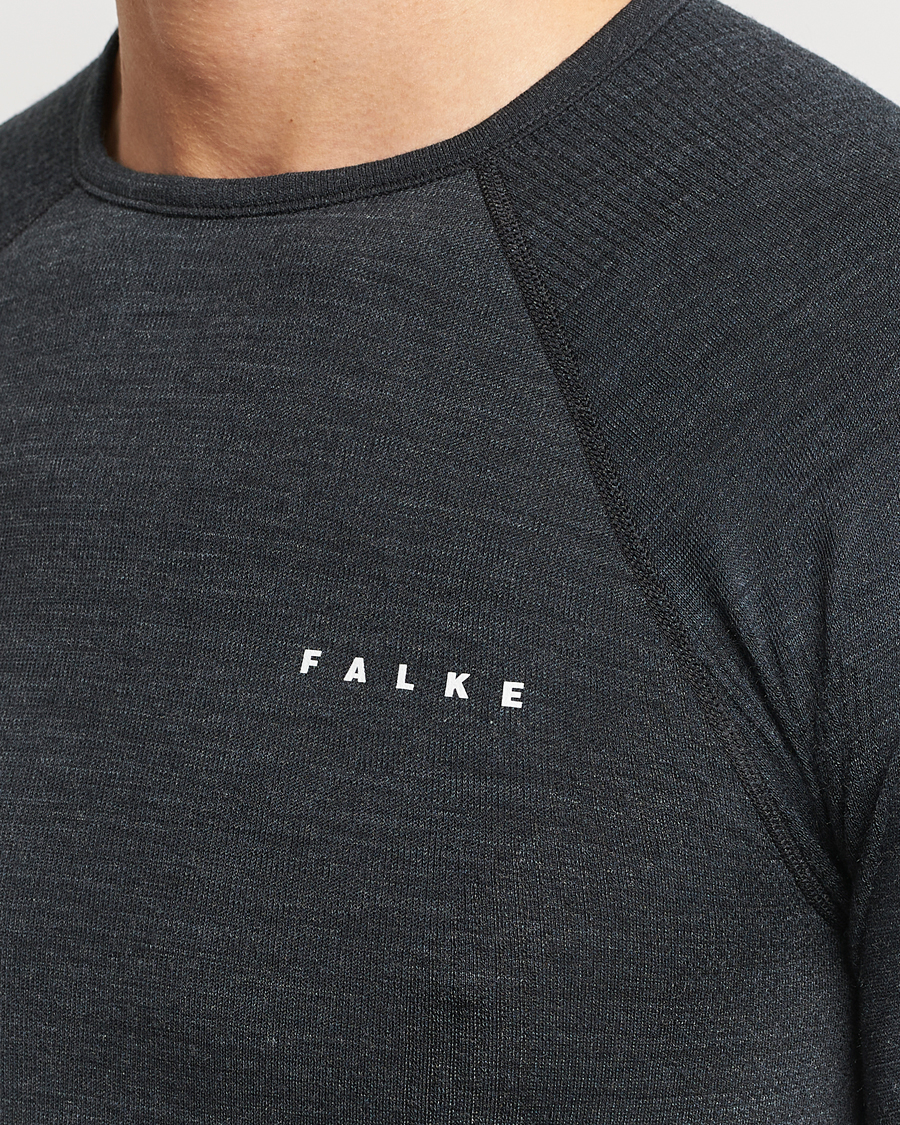 Uomini | T-shirt | Falke | Long Sleeve Wool Tech Shirt Black