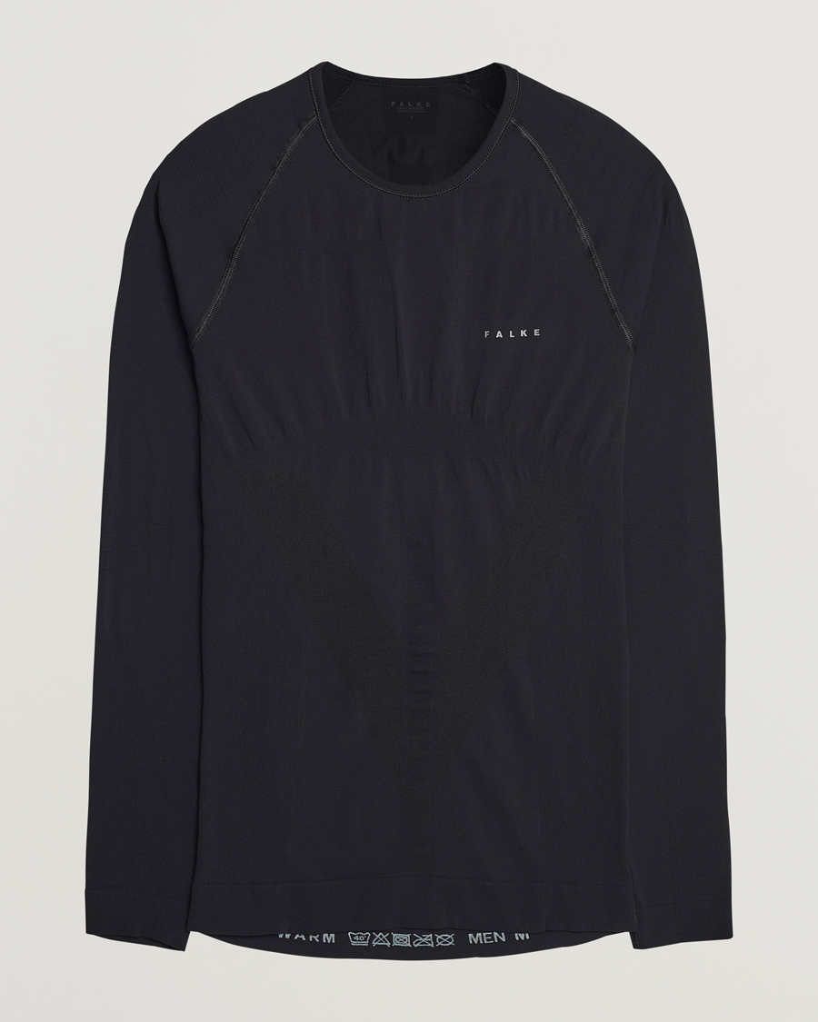 Uomini | T-shirt | Falke | Long Sleeve Warm Shirt Black