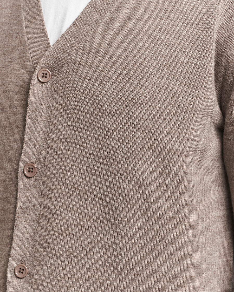 Uomini | Maglieria | A Day's March | Oca Merino Cardigan Taupe Melange