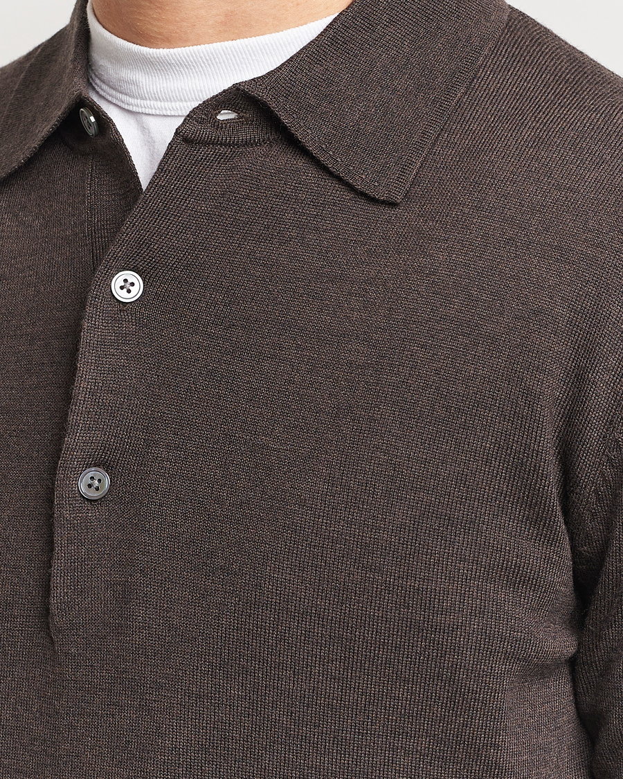 Uomini | Maglieria | A Day's March | Ambroz Merino Polo Dark Brown