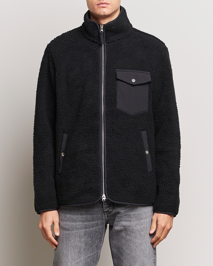 Uomini | Maglieria | A Day's March | Tone Pile Fleece Jacket Black