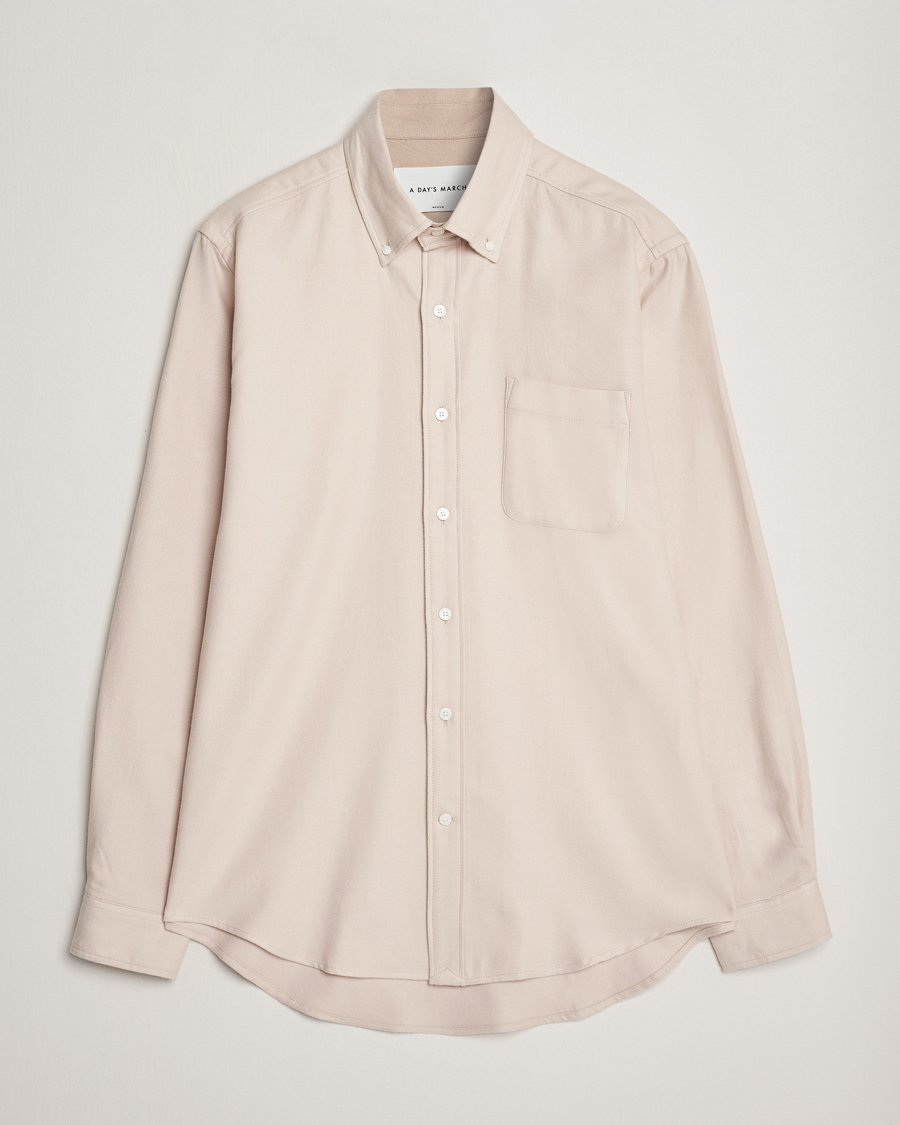Uomini | Camicie | A Day's March | Moorgate Light Flanell Shirt Taupe Melange