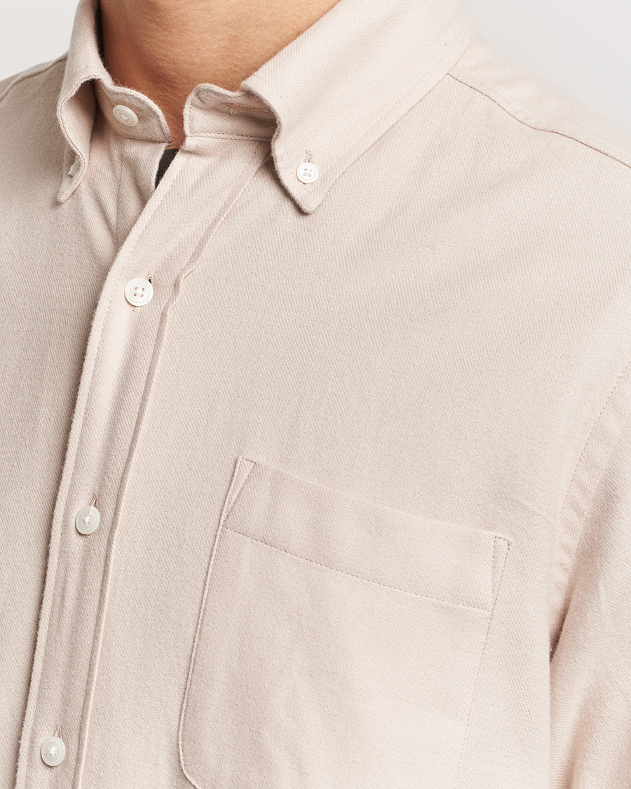 Uomini | Camicie | A Day's March | Moorgate Light Flanell Shirt Taupe Melange