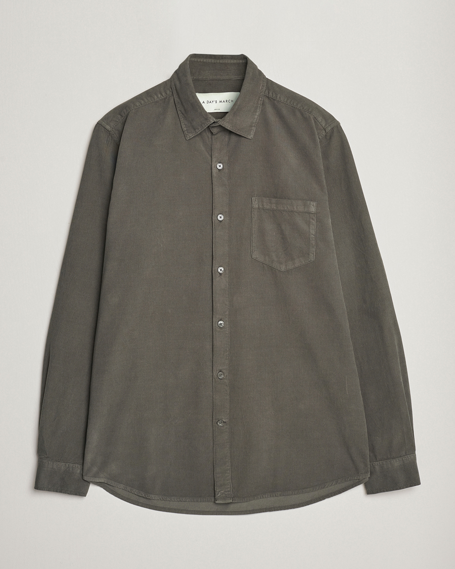 Uomini | Camicie | A Day's March | Daintree Baby Cord Shirt Olive