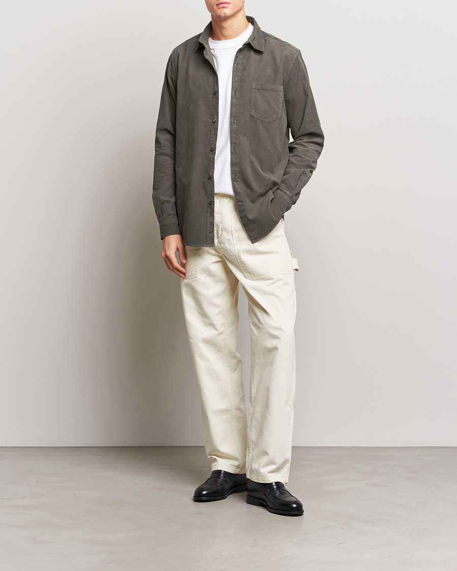 Uomini | Camicie | A Day's March | Daintree Baby Cord Shirt Olive