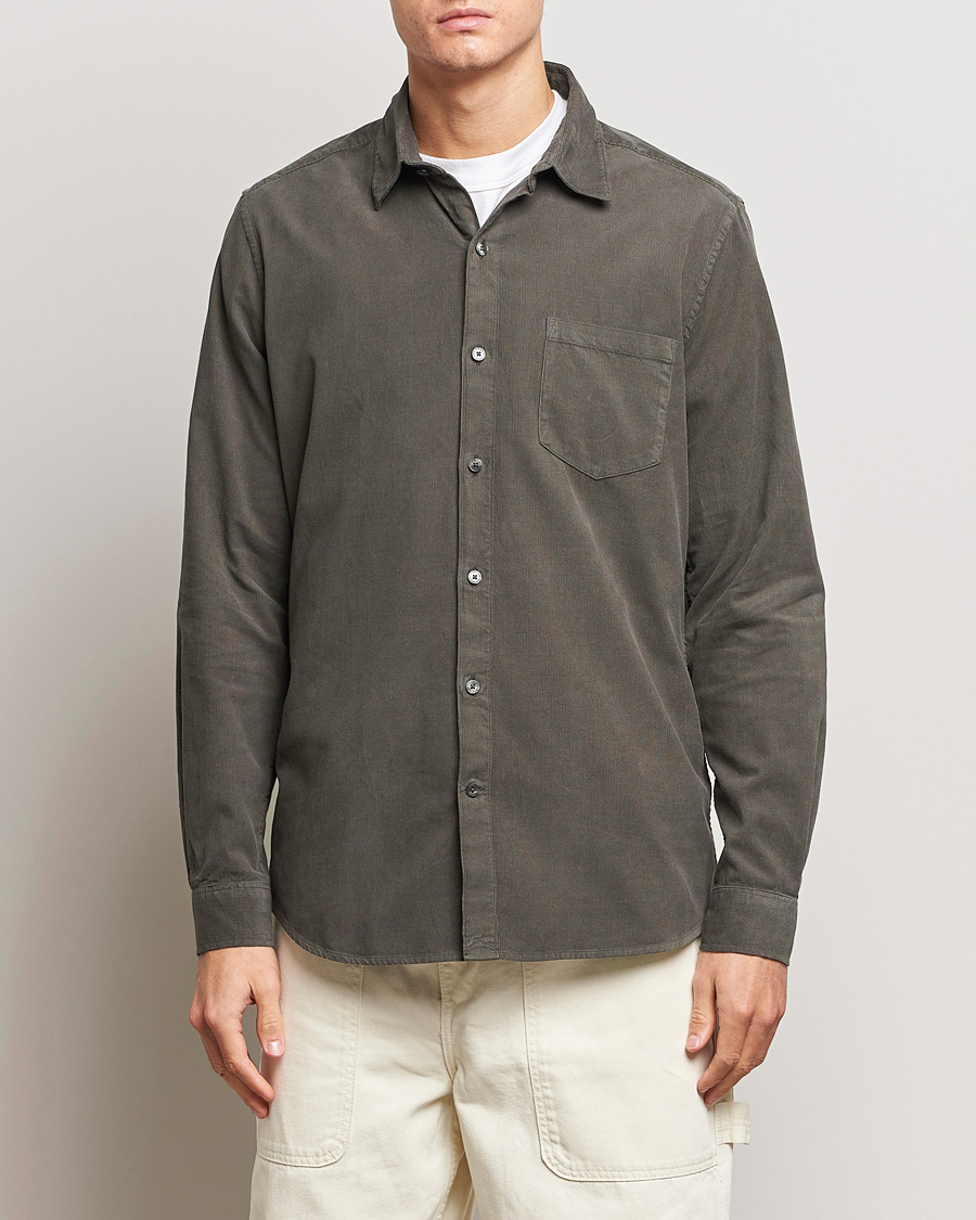 Uomini | Camicie | A Day's March | Daintree Baby Cord Shirt Olive