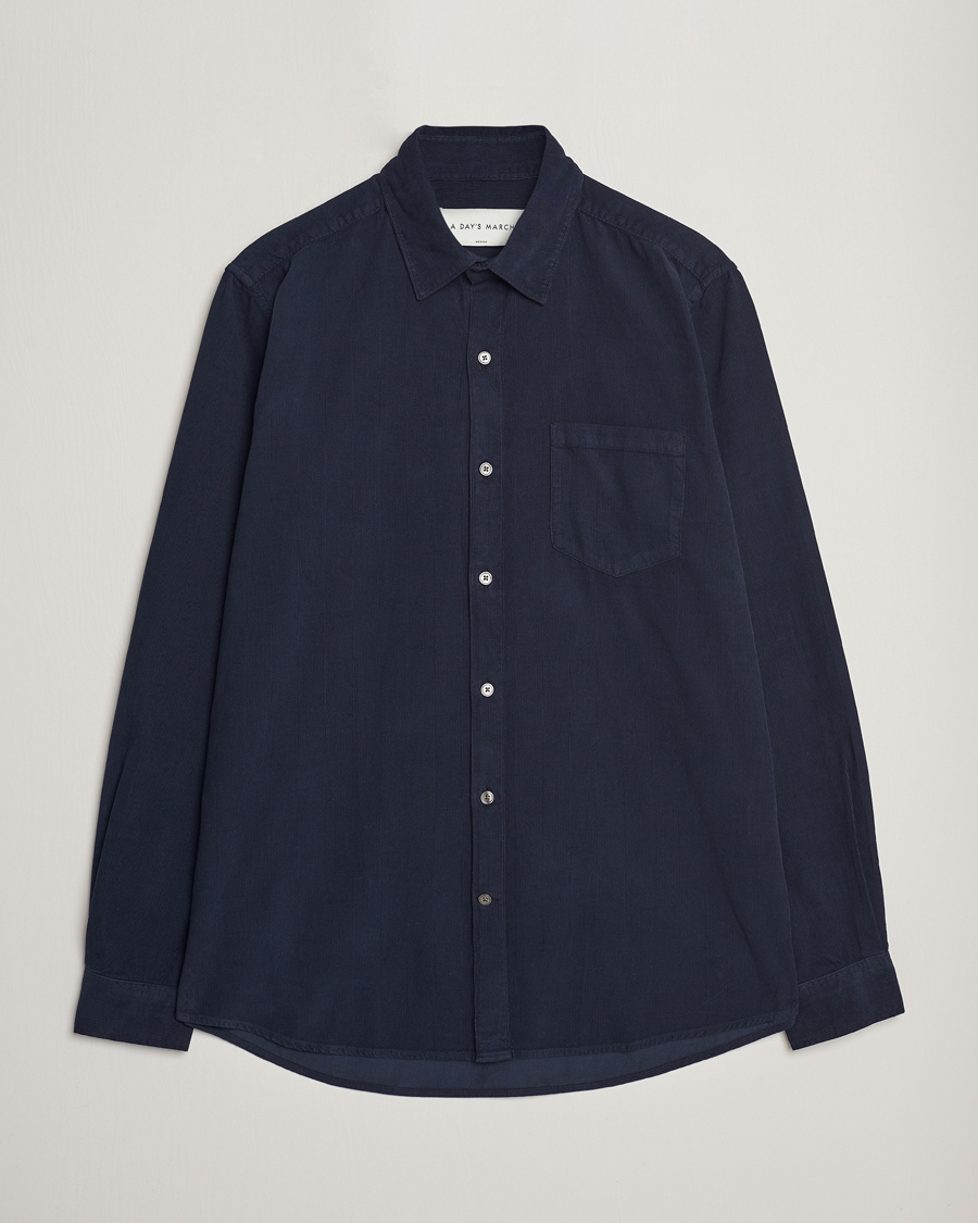 Uomini | Camicie | A Day's March | Daintree Baby Cord Shirt Navy