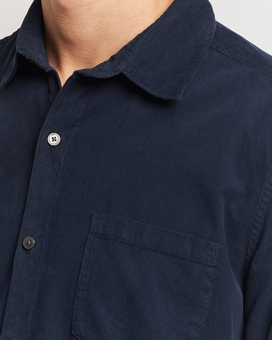 Uomini | Camicie | A Day's March | Daintree Baby Cord Shirt Navy