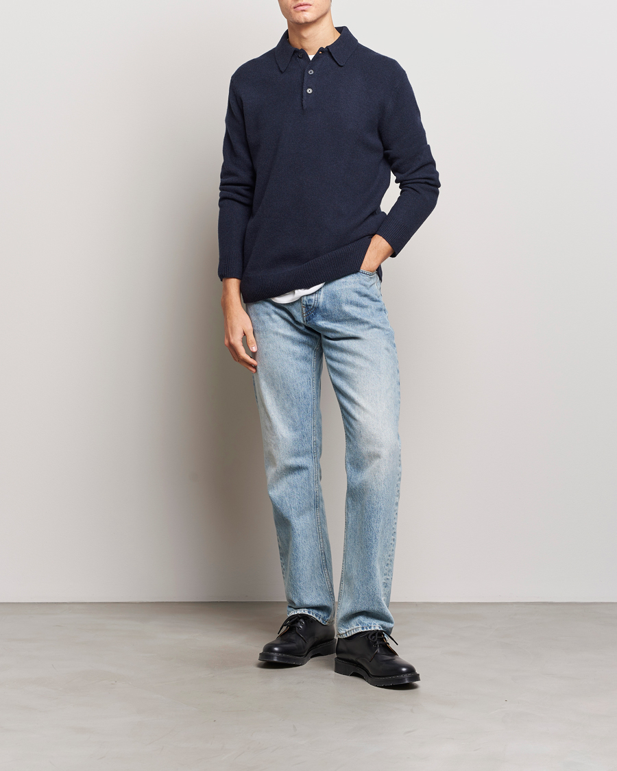 Uomini | Maglieria | A Day's March | Avoch Lambswool Polo Navy