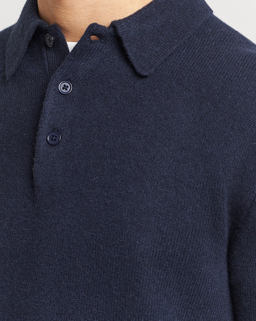 Uomini | Maglieria | A Day's March | Avoch Lambswool Polo Navy