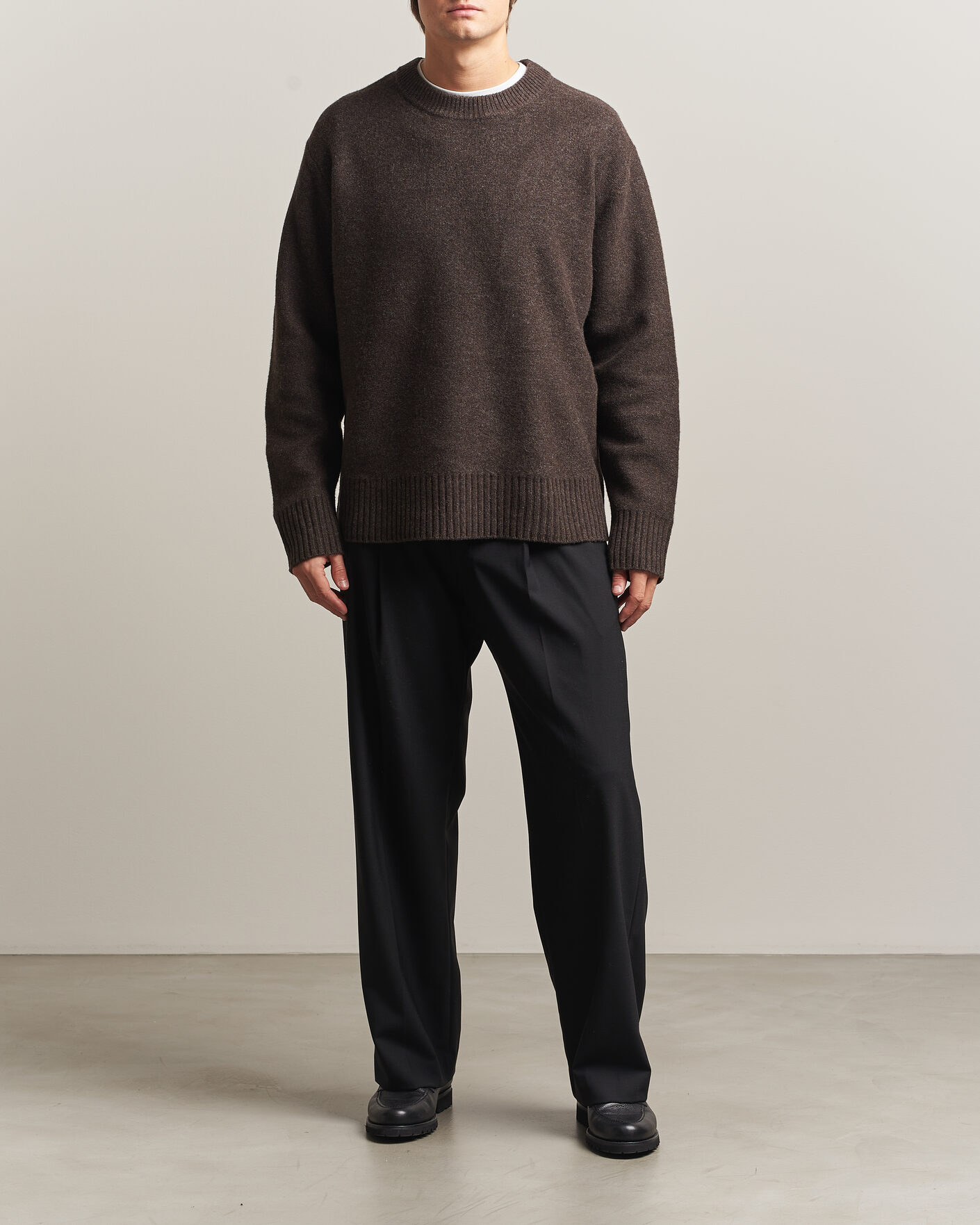 Uomini | Maglieria | A Day's March | Tietar Boiled Merino Sweater Java Brown