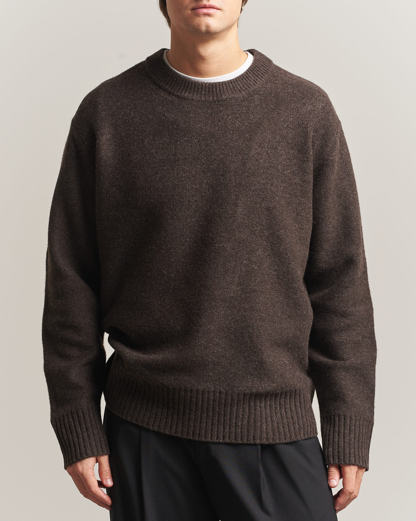Uomini | Maglieria | A Day's March | Tietar Boiled Merino Sweater Java Brown