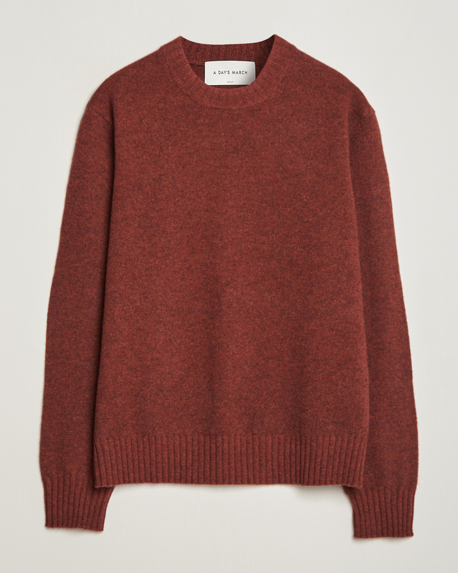 Uomini | Maglieria | A Day's March | Marlow Lambswool Crew Zinfandel