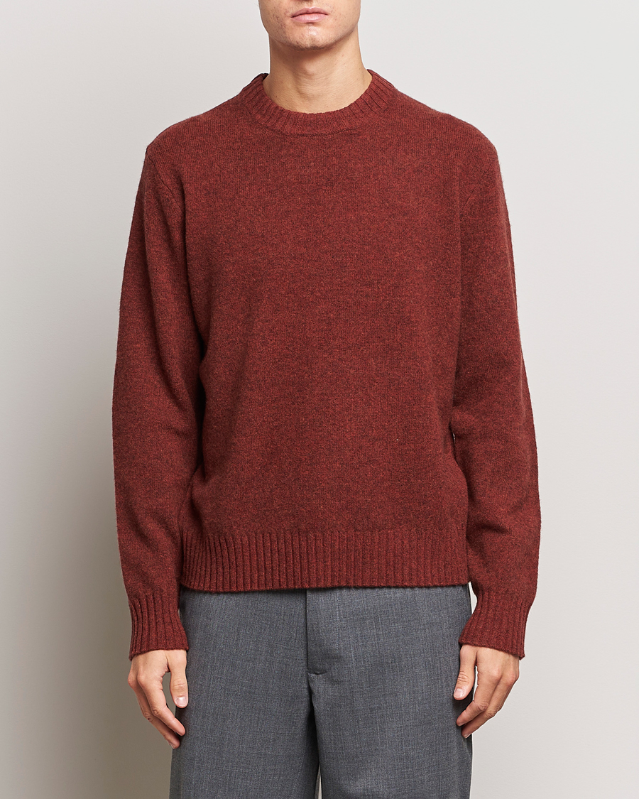 Uomini | Maglieria | A Day's March | Marlow Lambswool Crew Zinfandel