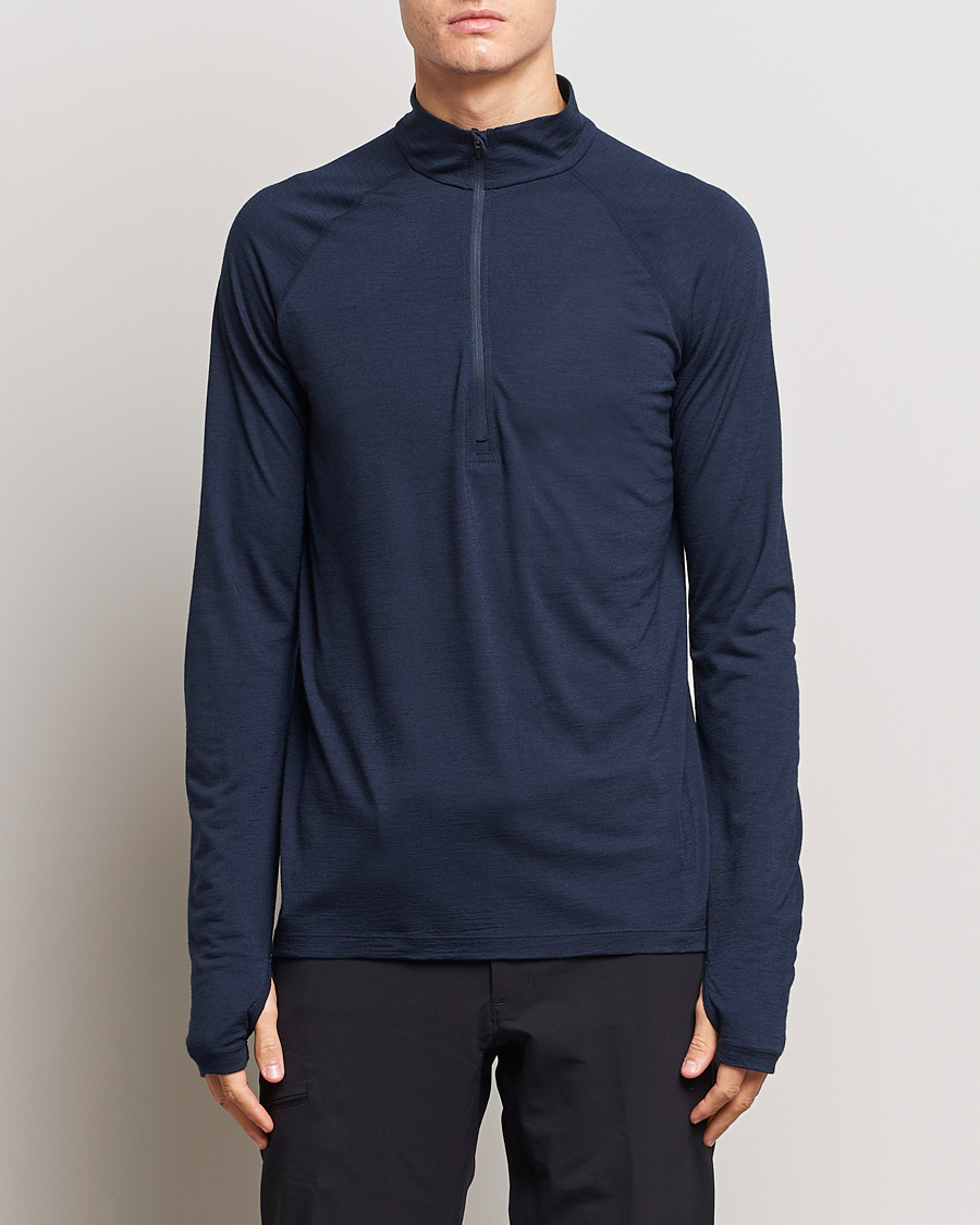 Uomini | Maglieria | Houdini | Desoli Merino Light Half Zip Blue Illusion