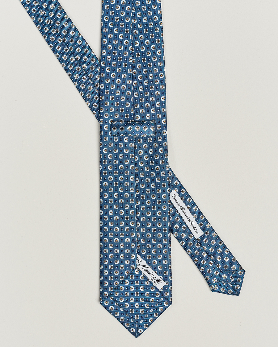 Uomini | E. Marinella 3-Fold Printed Silk Tie Blue | E. Marinella | 3-Fold Printed Silk Tie Blue