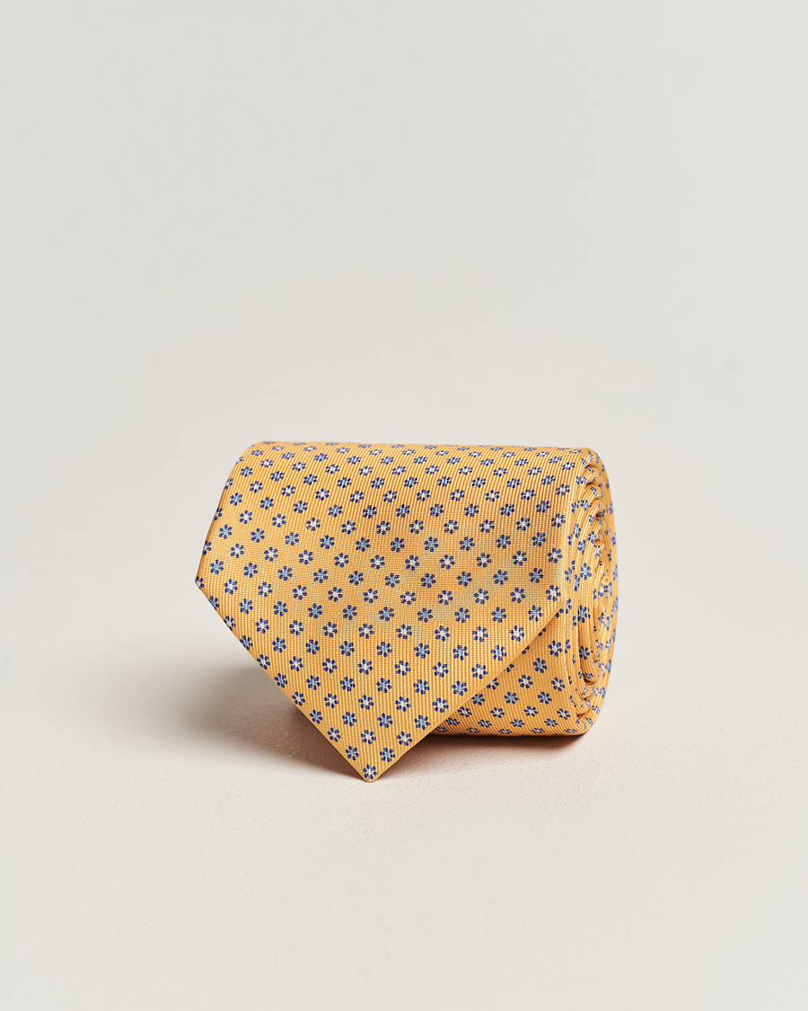 Uomini | E. Marinella 3-Fold Printed Silk Tie Yellow | E. Marinella | 3-Fold Printed Silk Tie Yellow