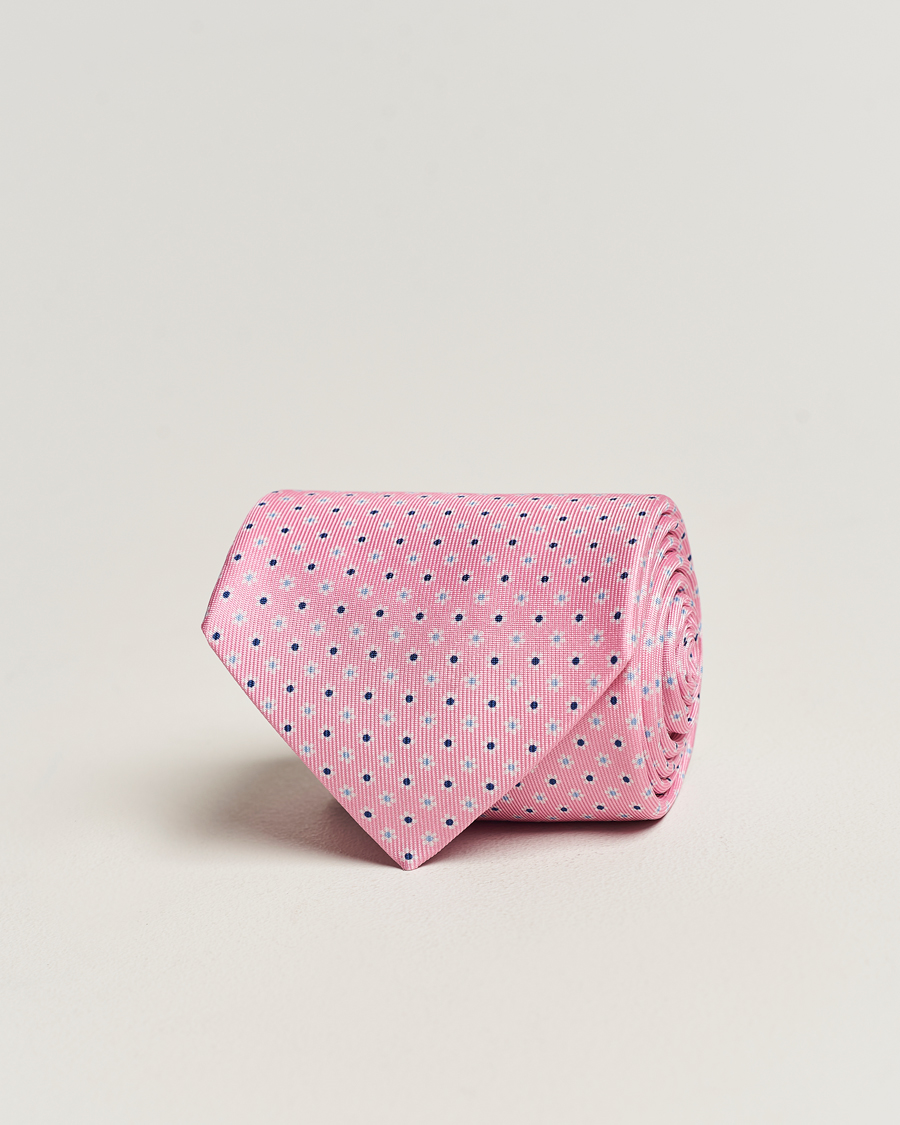 Uomini | E. Marinella 3-Fold Printed Silk Tie Pink | E. Marinella | 3-Fold Printed Silk Tie Pink