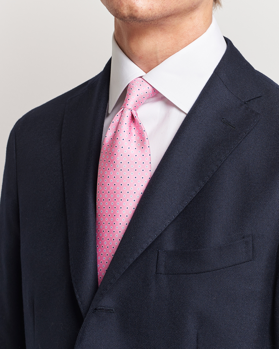Uomini | E. Marinella 3-Fold Printed Silk Tie Pink | E. Marinella | 3-Fold Printed Silk Tie Pink