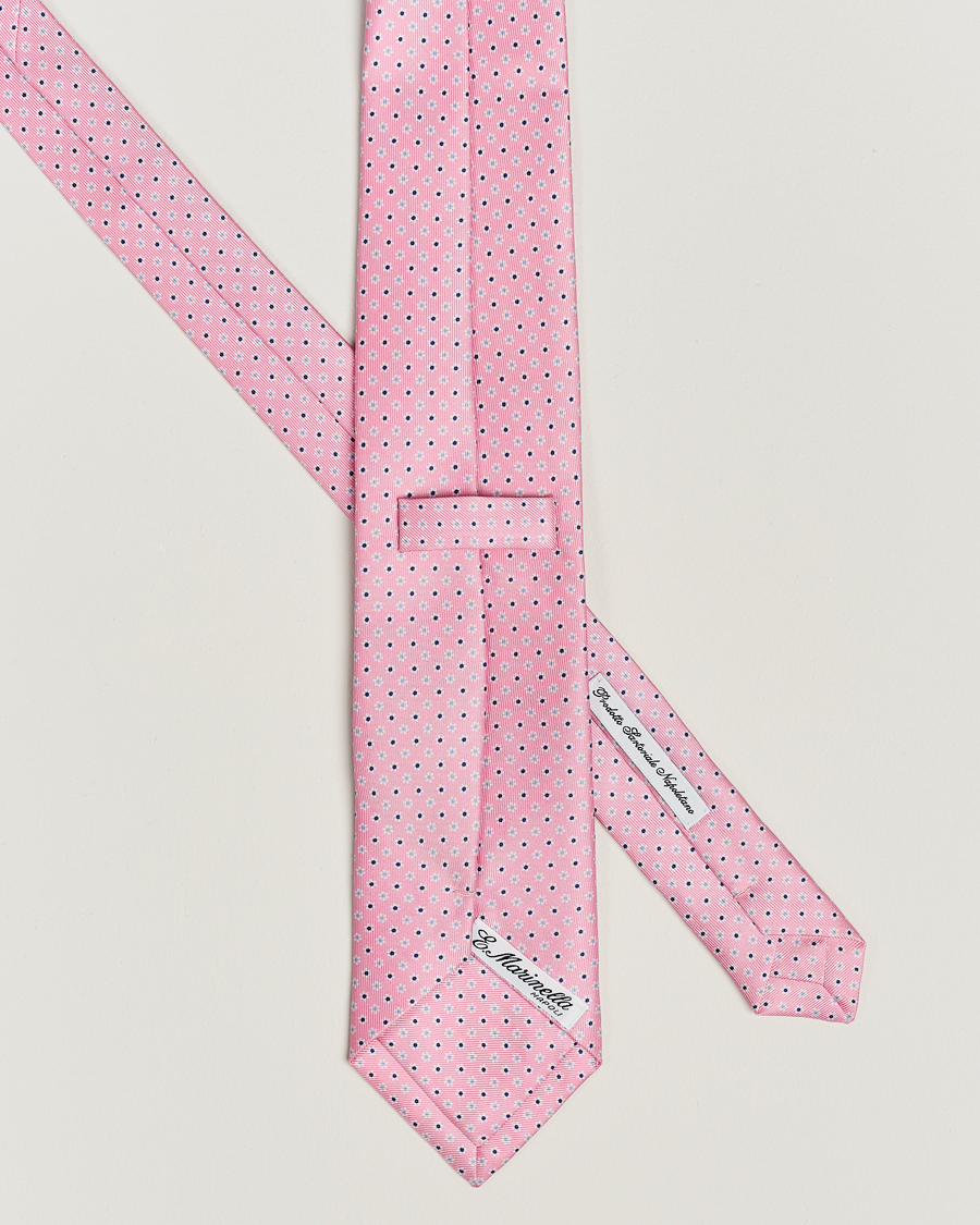 Uomini | E. Marinella 3-Fold Printed Silk Tie Pink | E. Marinella | 3-Fold Printed Silk Tie Pink