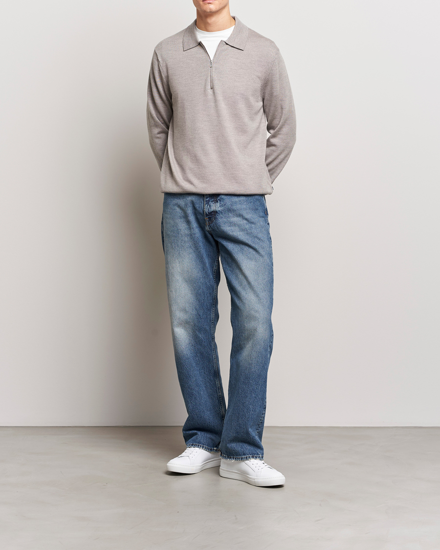 Uomini | Maglieria | NN07 | Sergio Half-Zip Polo Stone