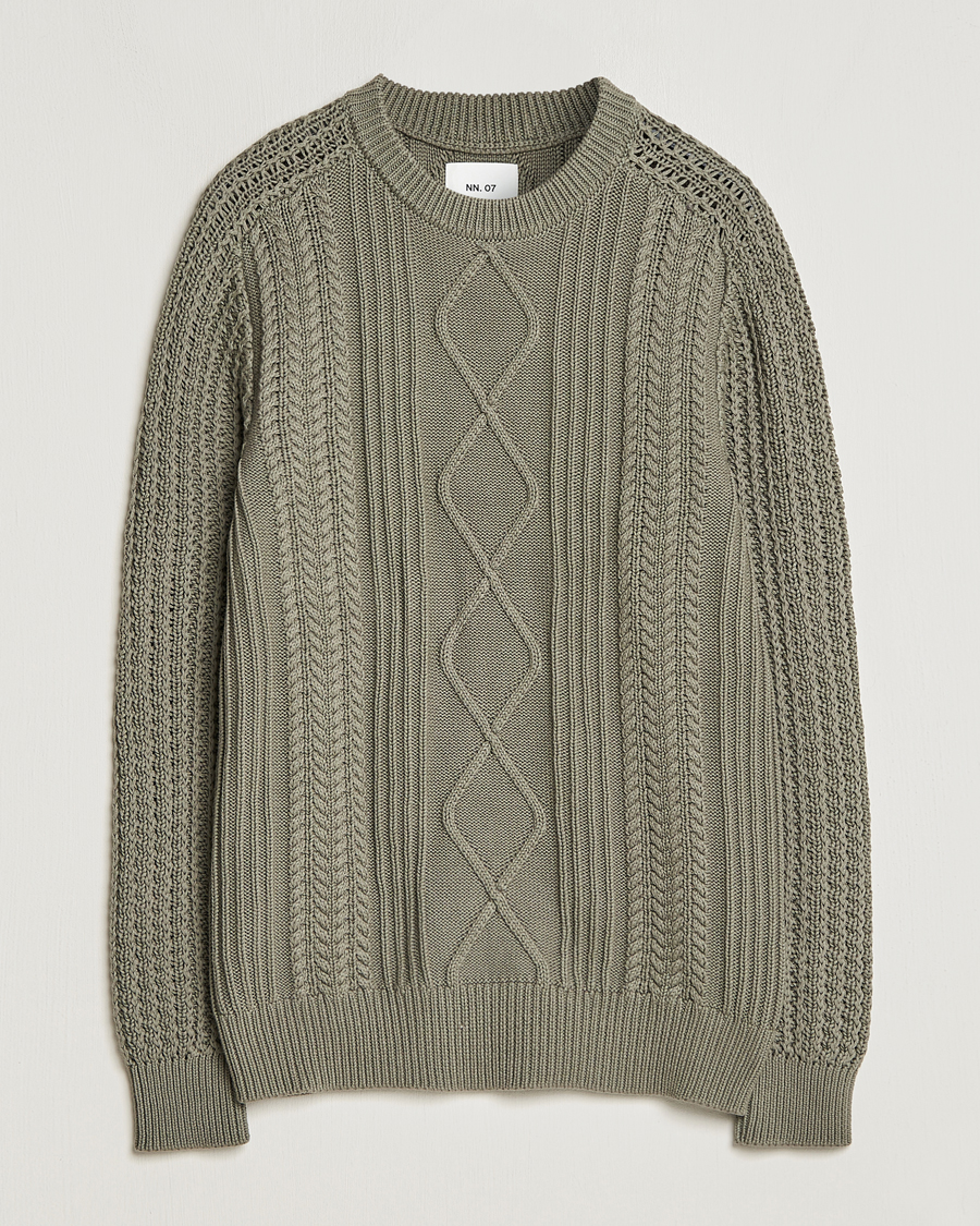 Uomini | Maglieria | NN07 | Caleb Cable Knit Sweater Khaki Sand
