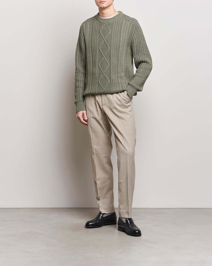 Uomini | Maglieria | NN07 | Caleb Cable Knit Sweater Khaki Sand