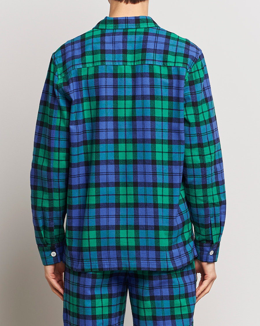 Uomini | Accappatoi & Pigiami | Tekla | Flannel Checked Pyjama Shirt Green/Blue