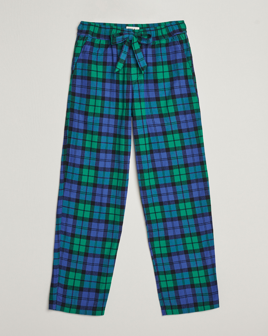 Uomini | Accappatoi & Pigiami | Tekla | Flannel Checked Pyjama Pants Green/Blue