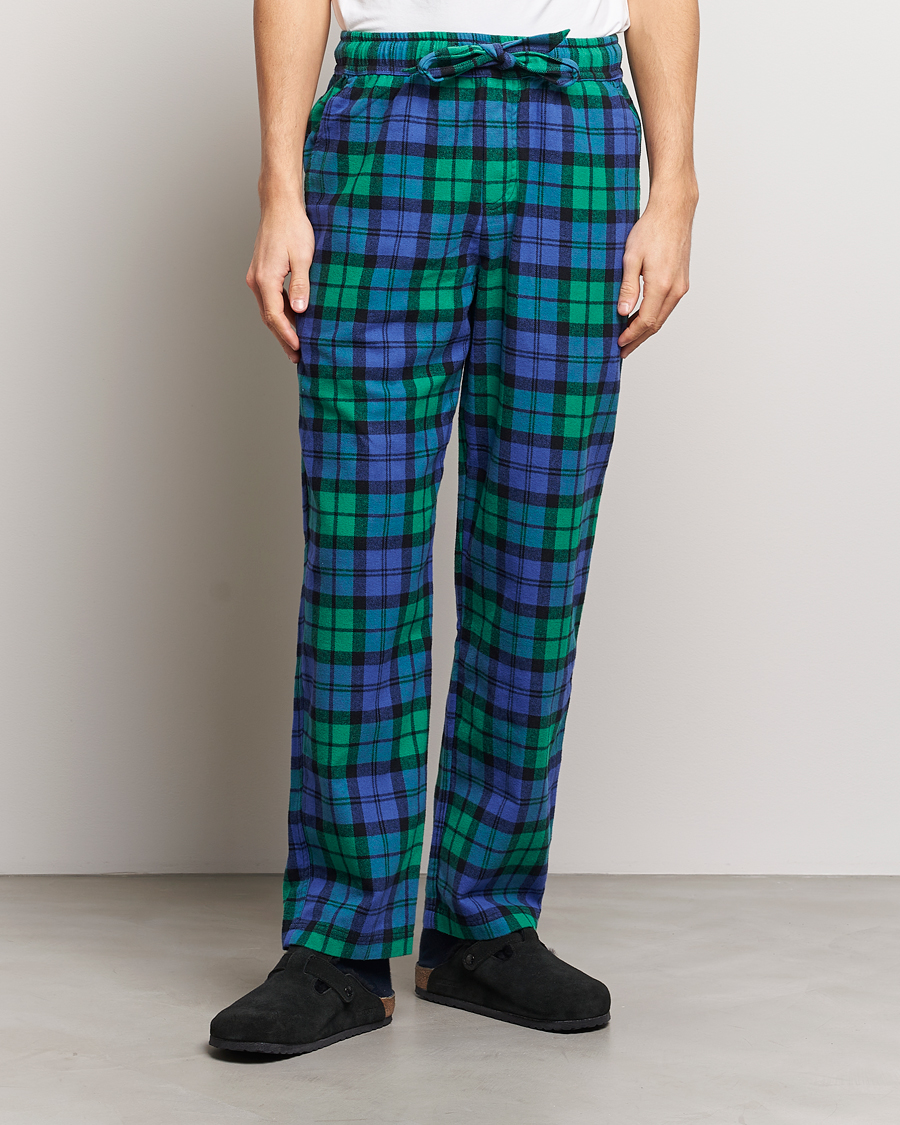 Uomini | Accappatoi & Pigiami | Tekla | Flannel Checked Pyjama Pants Green/Blue
