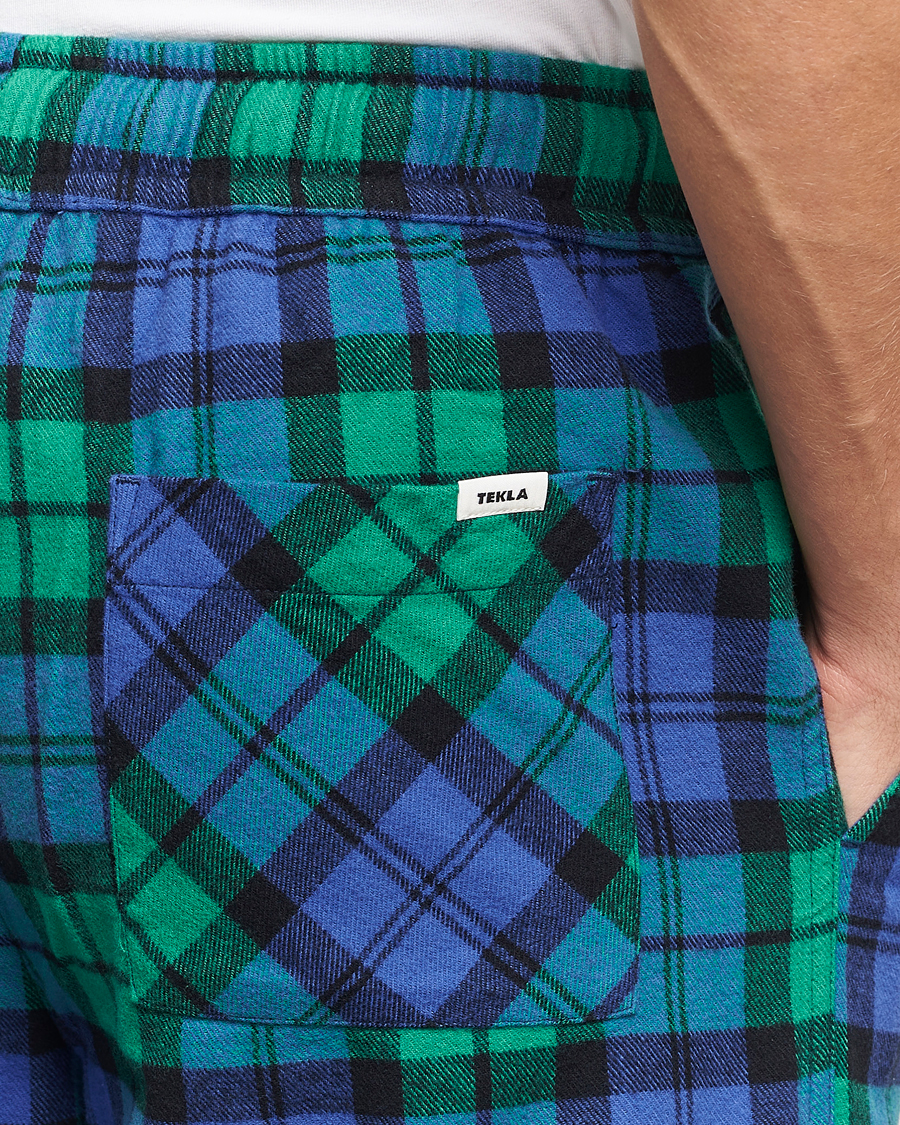 Uomini | Accappatoi & Pigiami | Tekla | Flannel Checked Pyjama Pants Green/Blue