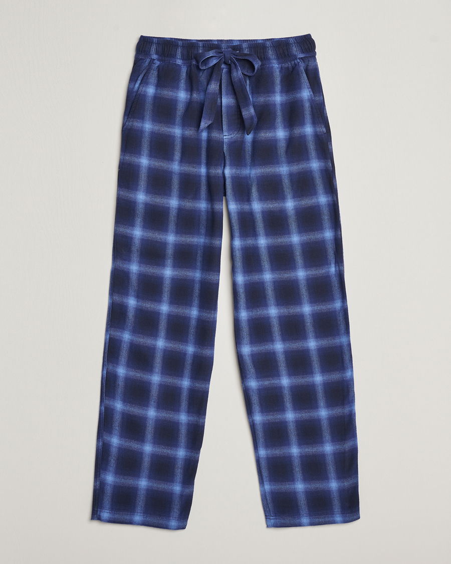 Uomini | Accappatoi & Pigiami | Tekla | Flannel Checked Pyjama Pants Navy/Blue